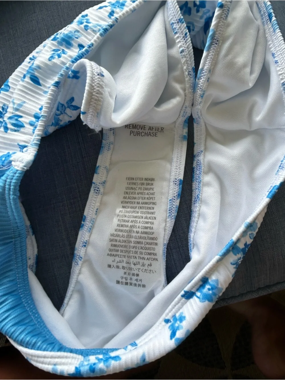 abercrombie kids-Blue and White Floral Ribbed Bikini Set